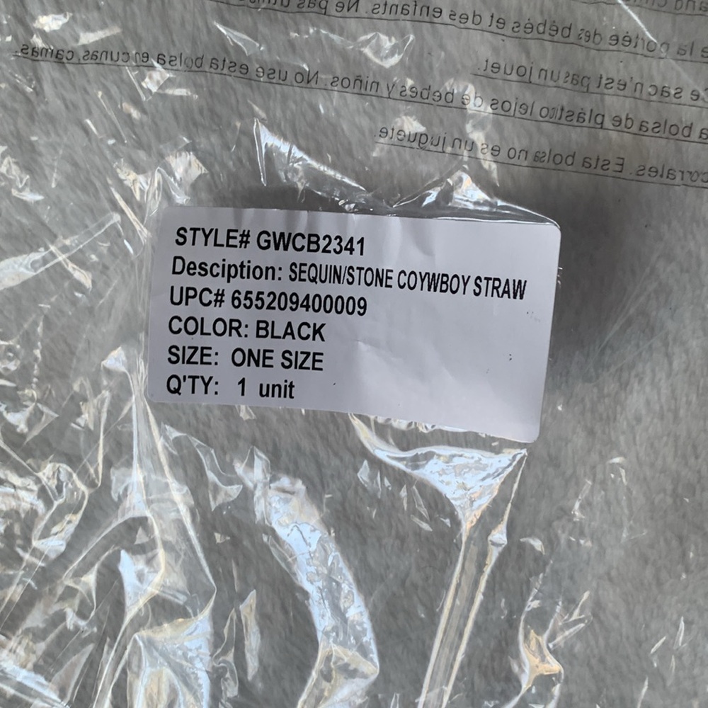 David and Young Collection sequin/stone black Cowboy strawhat - Picture 13 of 13